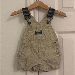 OshKosh B'gosh Khaki Shortalls with Navy Straps